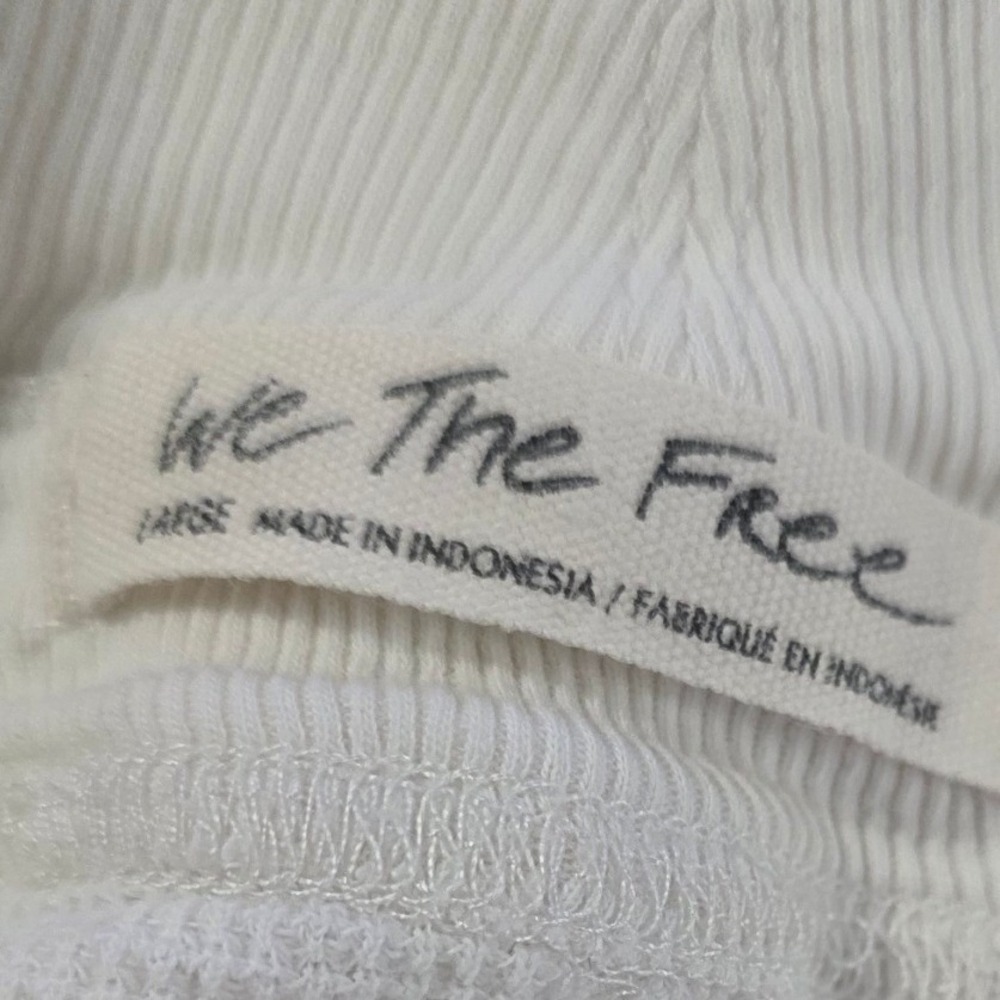 We The Free People Arlo Thermal Top Women L White Waffle Knit Long Sleeve Lounge - Picture 7 of 11